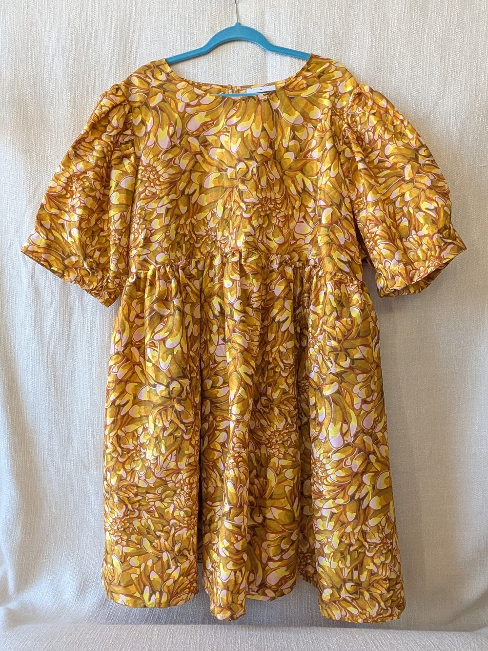 Kika Vargas x Target Mustard Floral Puff-Sleeve Babydoll Dress Size 4x
